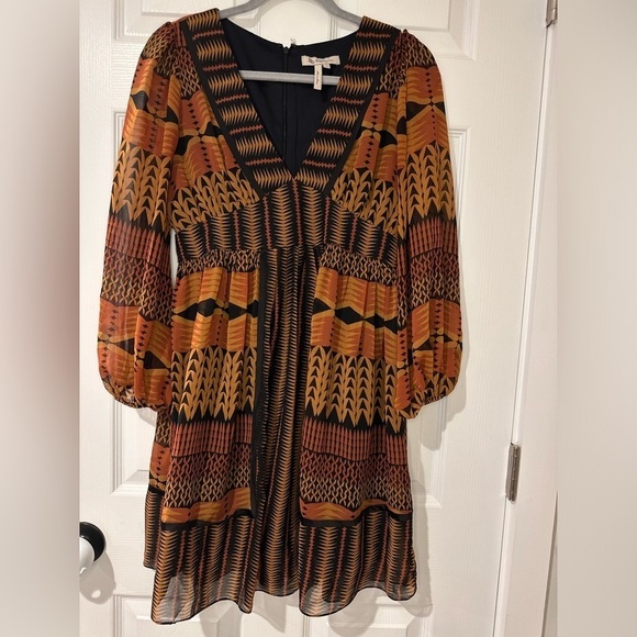 BCB Generation Sheer Puffy 3/4 Sleeve Geometric A-lined Dress - Picture 2 of 6